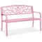 Best Choice Products Outdoor Steel Bench Garden Patio Porch Furniture w/ Floral Design Backrest